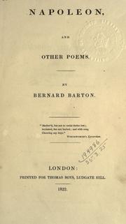 Cover of: Napoleon, and other poems. by Bernard Barton