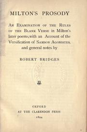 Cover of: Milton's prosody by Robert Seymour Bridges
