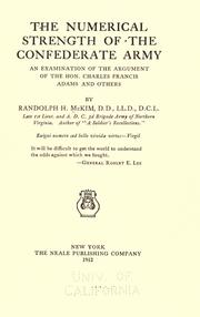 Cover of: The numerical strength of the Confederate army by McKim, Randolph H.