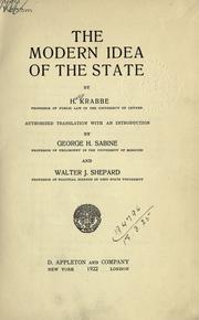 Cover of: The modern idea of the state by H. Krabbe