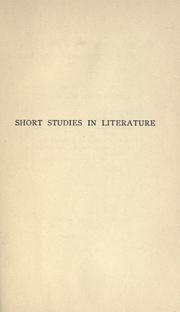 Cover of: Short studies in literature.