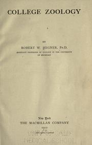 Cover of: College zoology by Hegner, Robert William, Hegner, Robert William