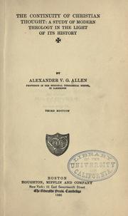 Cover of: The continuity of Christian thought by Alexander V. G. Allen