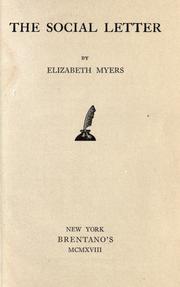 Cover of: The social letter