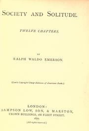 Cover of: Society and solitude by Ralph Waldo Emerson