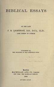 Cover of: Biblical essays by Joseph Barber Lightfoot