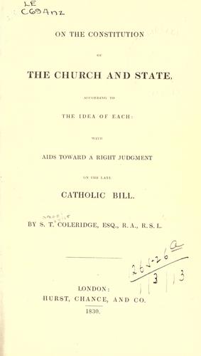 On the constitution of the church and state by Samuel Taylor Coleridge