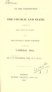 Cover of: On the constitution of the church and state by Samuel Taylor Coleridge