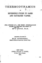 Cover of: Thermodynamics of reversible cycles in gases and saturated vapors.