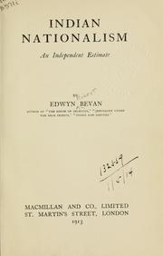 Cover of: Indian nationalism. by Edwyn Robert Bevan