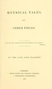 Cover of: Metrical tales, and other pieces.