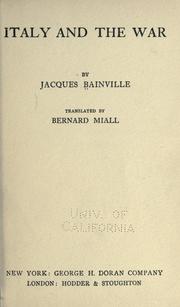 Cover of: Italy and the war by Jacques Bainville