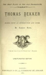 Cover of: Thomas Dekker by Thomas Dekker, Thomas Dekker