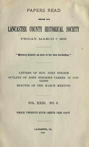 Cover of: Letters of Hon. John Strohm