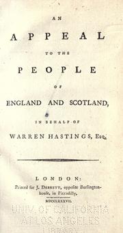 Cover of: An appeal to the people of England and Scotland, in behalf of Warren Hastings, esq.