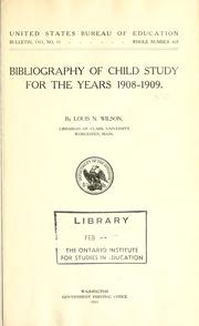 Cover of: Bibliography of child study for the years 1908-1909