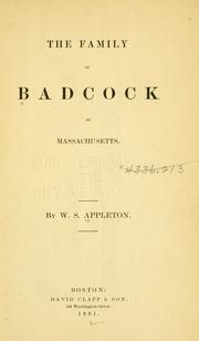 Cover of: The family of Badcock of Massachusetts