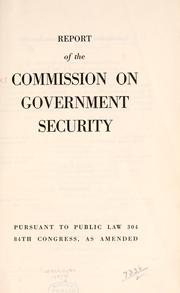 Cover of: Report of the Commission on Government Security.