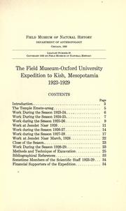 Cover of: The Field Museum-Oxford University expedition to Kish, Mesopotamia