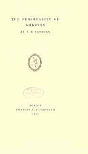 The personality of Emerson by F. B. Sanborn