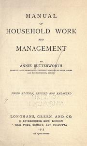 Cover of: Manual of household work and management by Annie Butterworth
