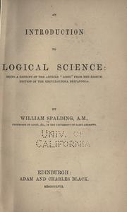 Cover of: Introduction to logical science ...