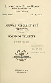 Cover of: Annual report of the Director to the Board of Trustees for the year ...