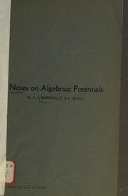 Notes on algebraic potentials by J. J. Barniville