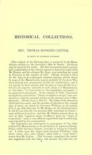 Cover of: Rev. Thomas Hooker's letter, in reply to Governor Winthrop.