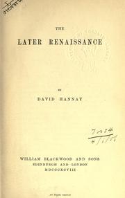 Cover of: The later renaissance