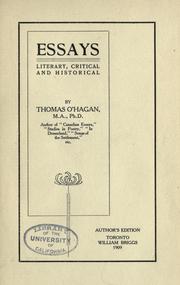 Cover of: Essays: literary, critical and historical