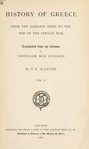 Cover of: History of Greece: from the earliest times to the end of the Persian war