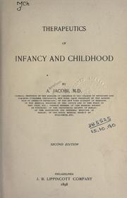 Cover of: Therapeutics of infancy and childhood.