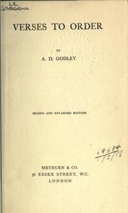 Cover of: Verses to order. by A. D. Godley