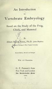 Cover of: An introduction to vertebrate embryology by A. M. Reese