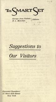 Cover of: Suggestions to our visitors by Nathan, George Jean