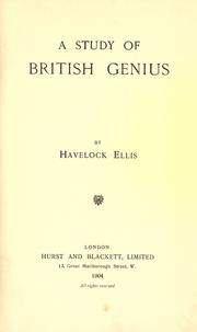 Cover of: A study of British genius by Havelock Ellis