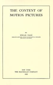 Cover of: The content of motion pictures