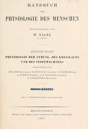 Cover of: Handbuch der Physiologie des Menschen. by Willibald A. Nagel