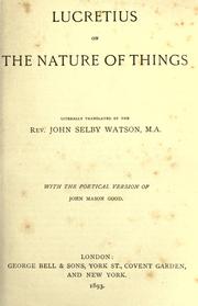 Cover of: Lucretius On the nature of things. by Titus Lucretius Carus
