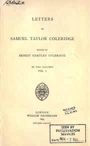 Cover of: Letters.: Edited by Ernest Hartley Coleridge.