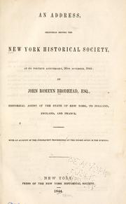 Cover of: address: delivered before the New York Historical Society, at its fortieth anniversary, 20th November, 1844