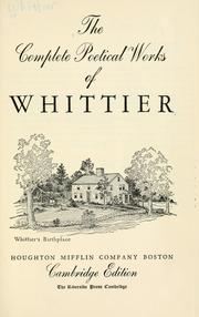 Cover of: The complete poetical works of Whittier.