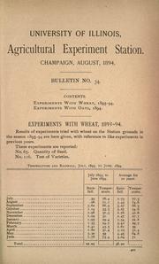 Cover of: Experiments with wheat, 1893-94