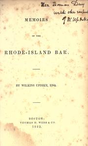 Memoirs of the Rhode Island bar by Wilkins Updike