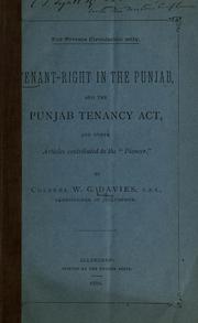 Cover of: Tenant-right in the Punjab, and the Punjab tenancy act