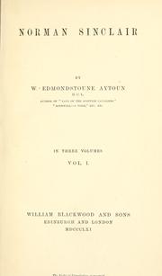 Cover of: Norman Sinclair by William Edmondstoune Aytoun