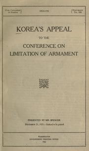 Cover of: Korea's appeal to the Conference on limitation of armament by Korean mission to the Conference on the limitation of armament