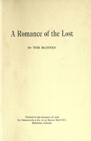 Cover of: A romance of the lost by Thomas Robert Edward MacInnes, Thomas Robert Edward MacInnes