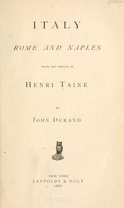 Cover of: Italy: Rome and Naples. by Hippolyte Taine